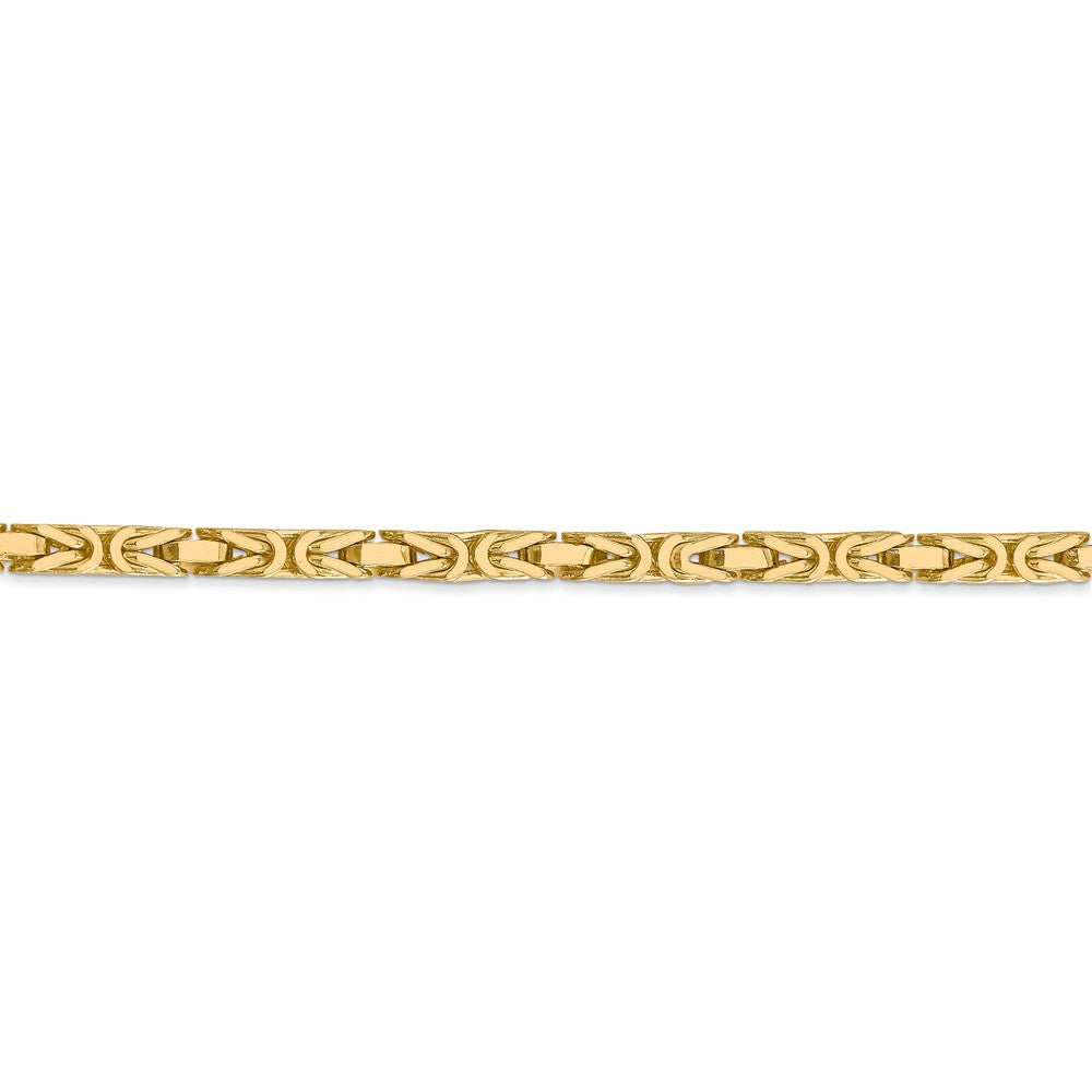 Alternate view of the 3.25mm, 14k Yellow Gold, Solid Byzantine Chain Bracelet by The Black Bow Jewelry Co.