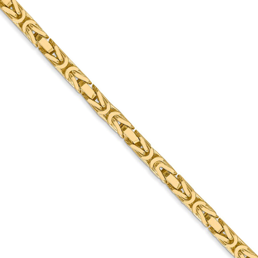 3.25mm, 14k Yellow Gold, Solid Byzantine Chain Necklace