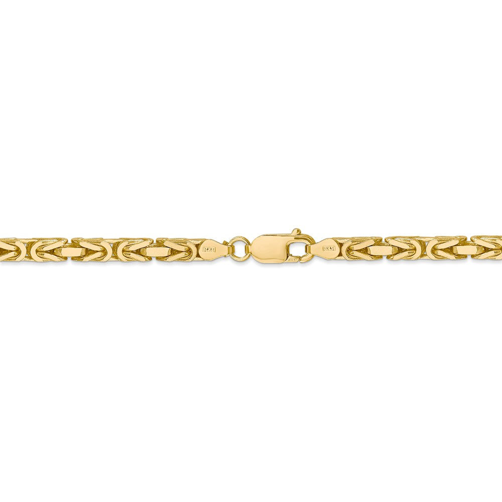 Alternate view of the 4mm, 14k Yellow Gold, Solid Byzantine Chain Necklace by The Black Bow Jewelry Co.