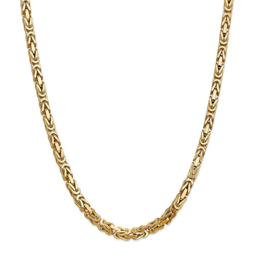 Alternate view of the 5.25mm, 14k Yellow Gold, Solid Byzantine Chain Necklace by The Black Bow Jewelry Co.
