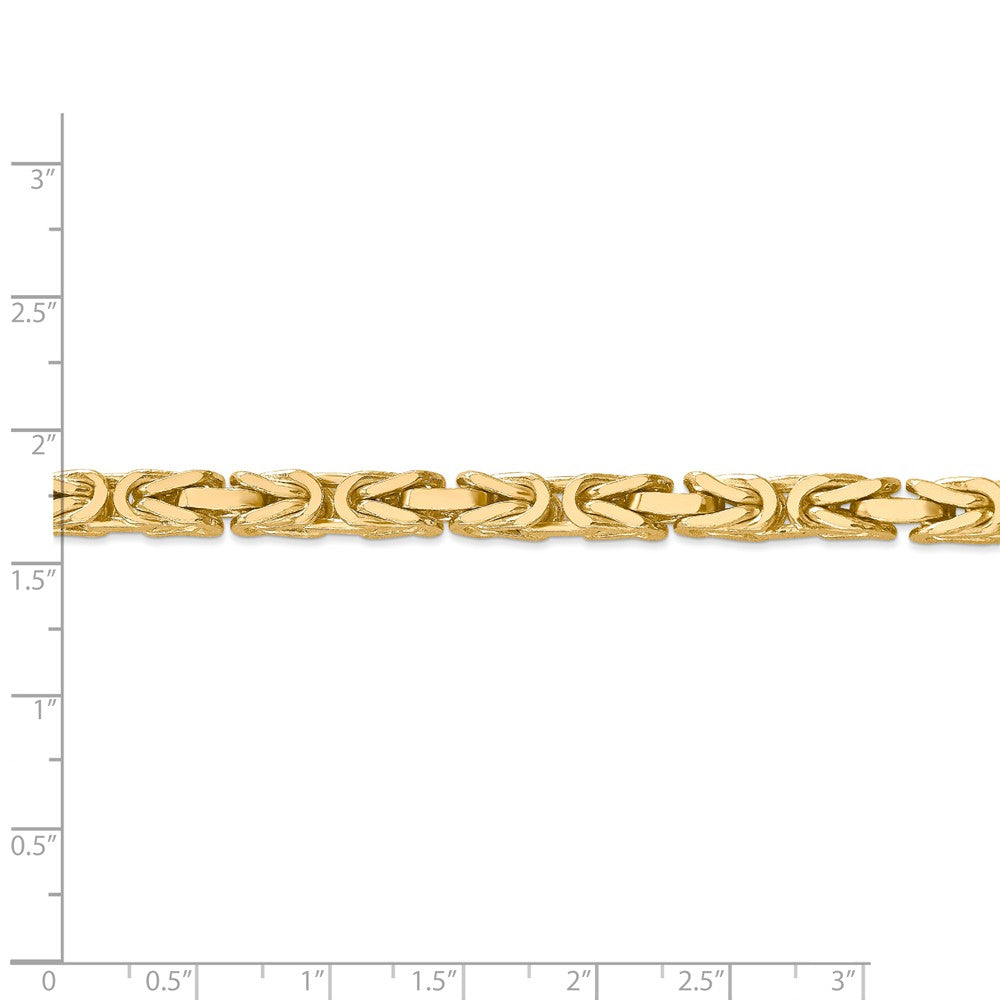 Alternate view of the 5.25mm, 14k Yellow Gold, Solid Byzantine Chain Necklace by The Black Bow Jewelry Co.