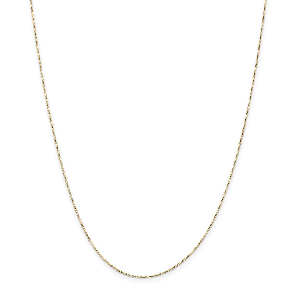 Alternate view of the 0.5mm, 14k Yellow Gold, Box Chain Necklace by The Black Bow Jewelry Co.
