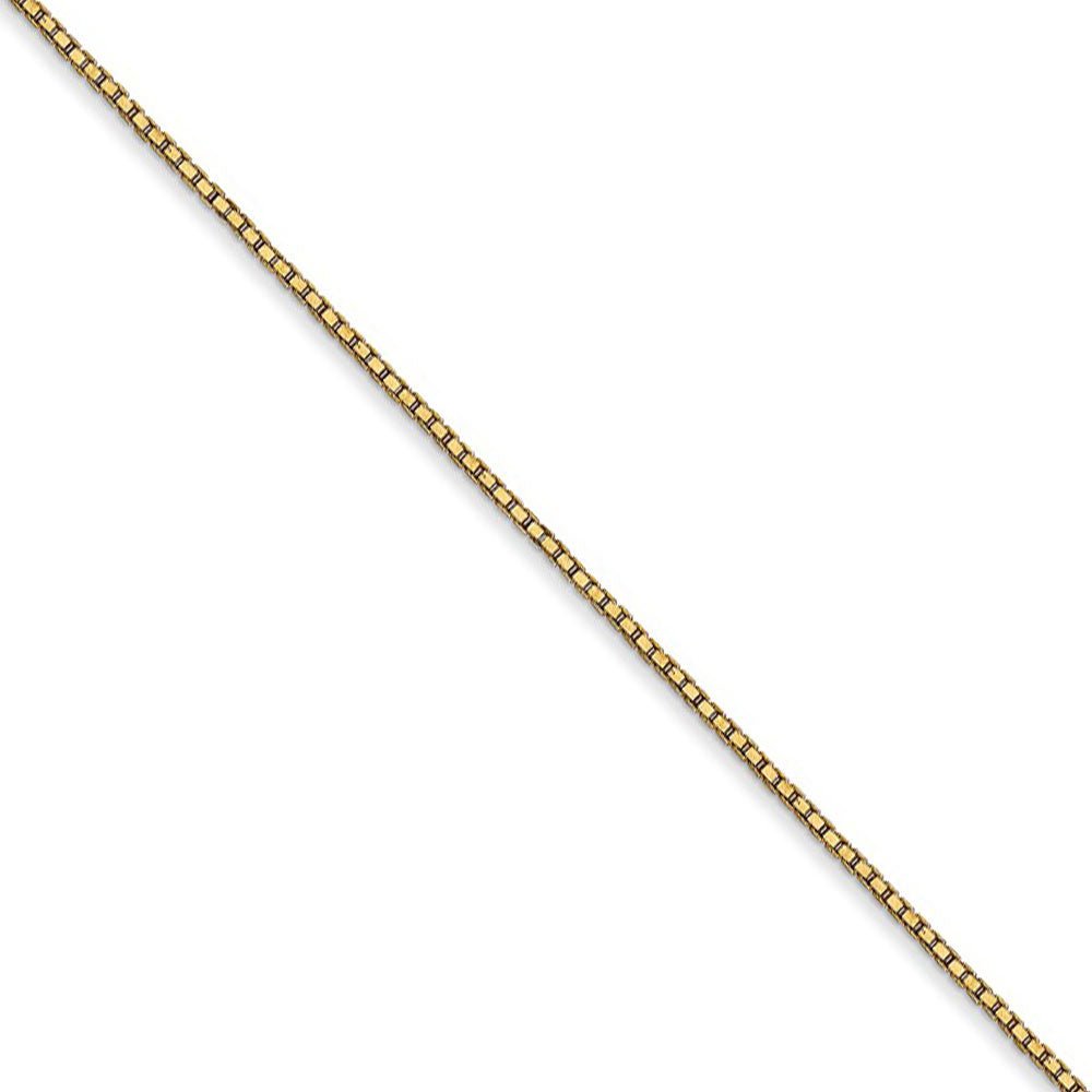 0.9mm, 14k Yellow Gold, Solid Box Chain Necklace