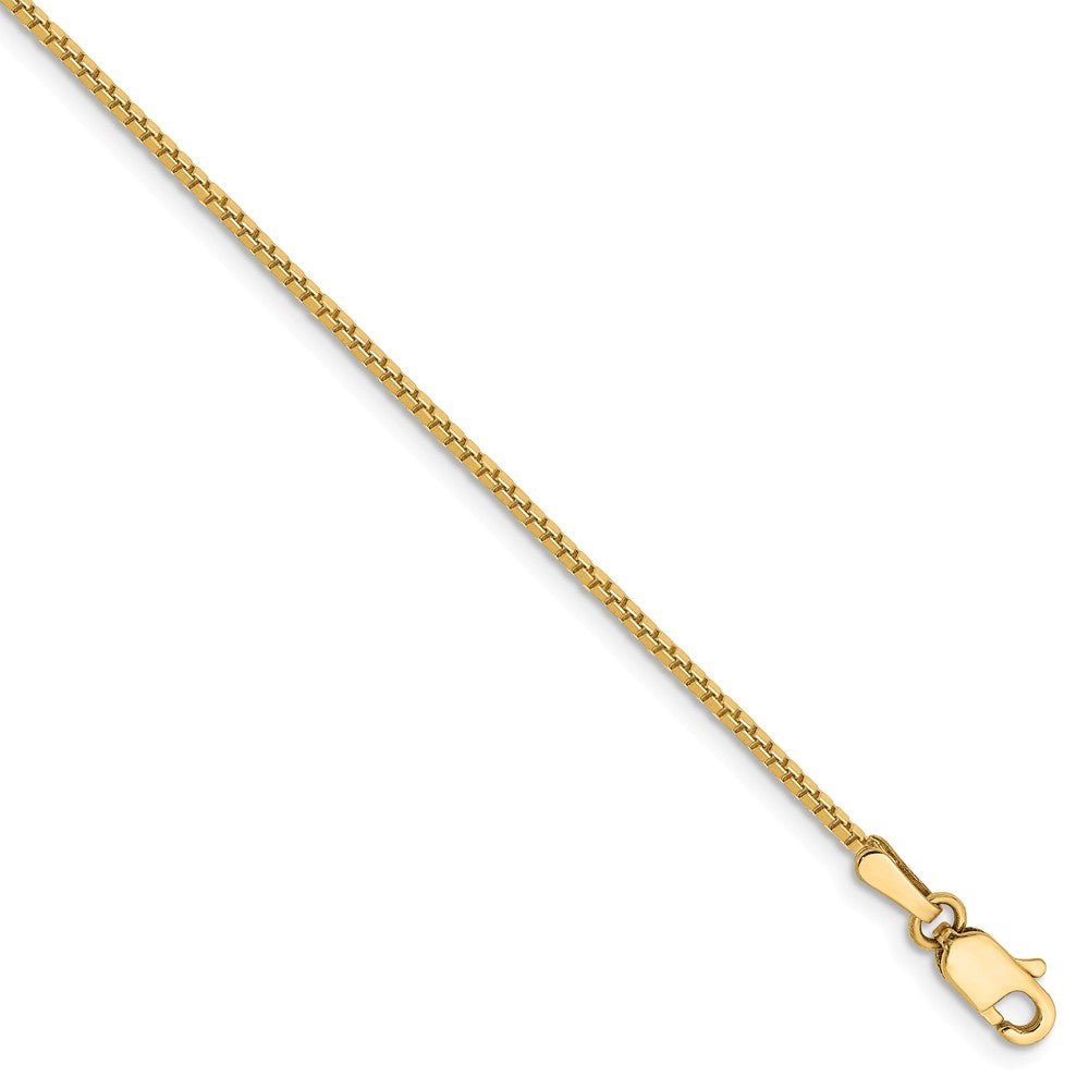 1.1mm, 14k Yellow Gold, Solid Box Chain Bracelet, Item C8252-B by The Black Bow Jewelry Co.