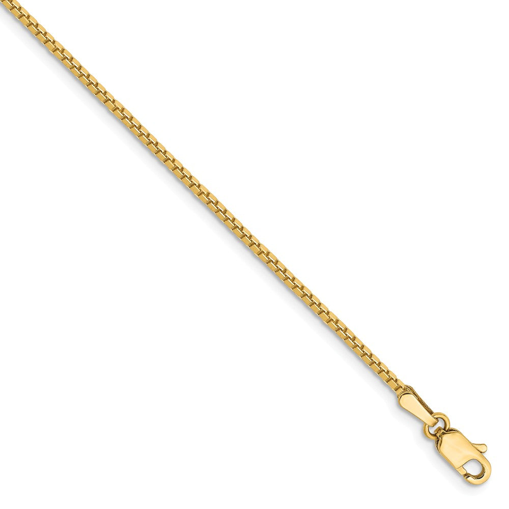 1.25mm, 14k Yellow Gold, Solid Box Chain Anklet or Bracelet, Item C8253-B by The Black Bow Jewelry Co.