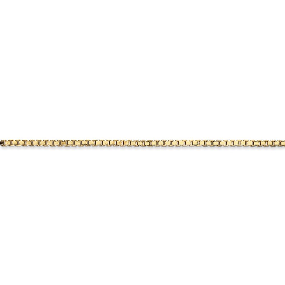 Alternate view of the 1.5mm, 14k Yellow Gold, Solid Box Chain Anklet or Bracelet by The Black Bow Jewelry Co.