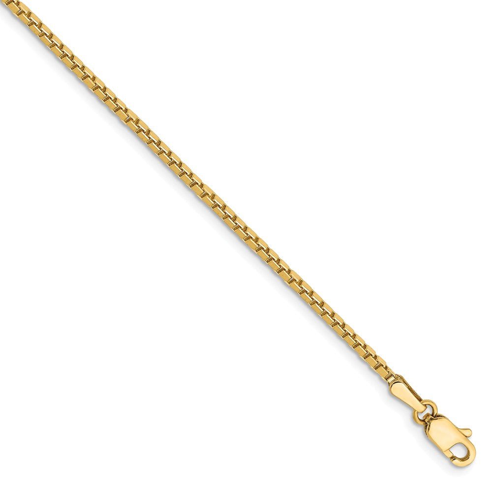 1.5mm, 14k Yellow Gold, Solid Box Chain Anklet or Bracelet