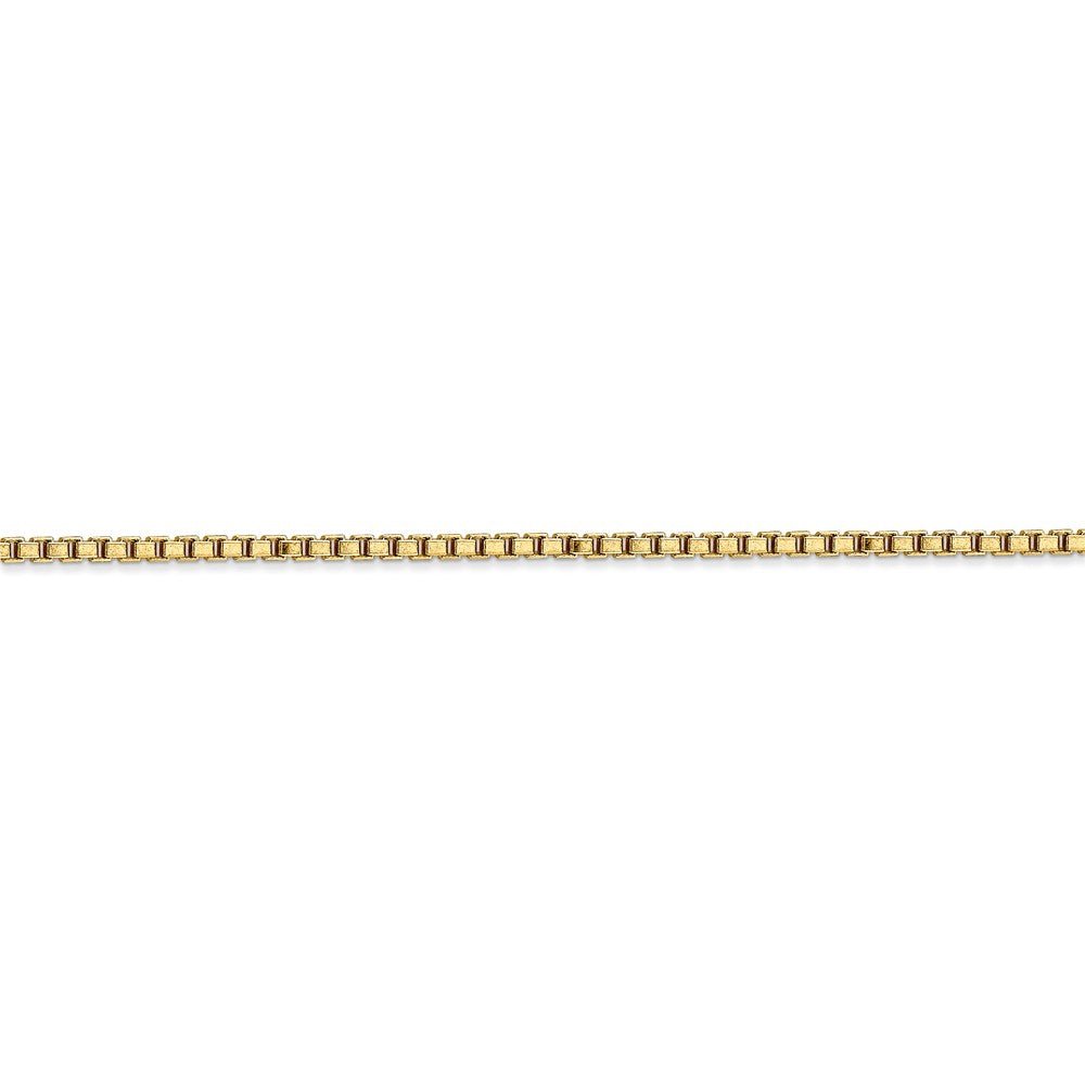 Alternate view of the 1.9mm, 14k Yellow Gold, Solid Box Chain Necklace by The Black Bow Jewelry Co.