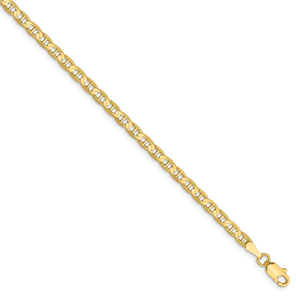 3mm, 14k Yellow Gold, Solid Concave Anchor Chain Anklet, Item C8257-A by The Black Bow Jewelry Co.