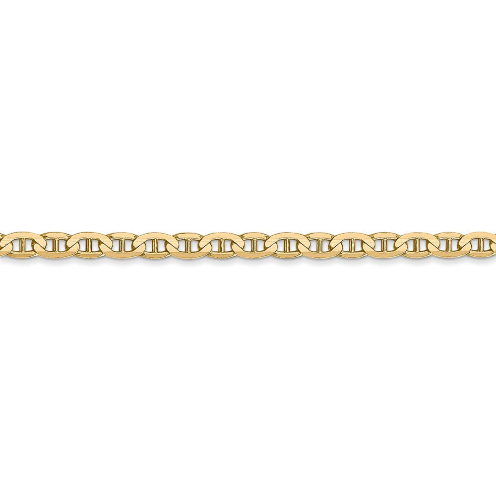 Alternate view of the 3mm, 14k Yellow Gold, Solid Concave Anchor Chain Anklet by The Black Bow Jewelry Co.