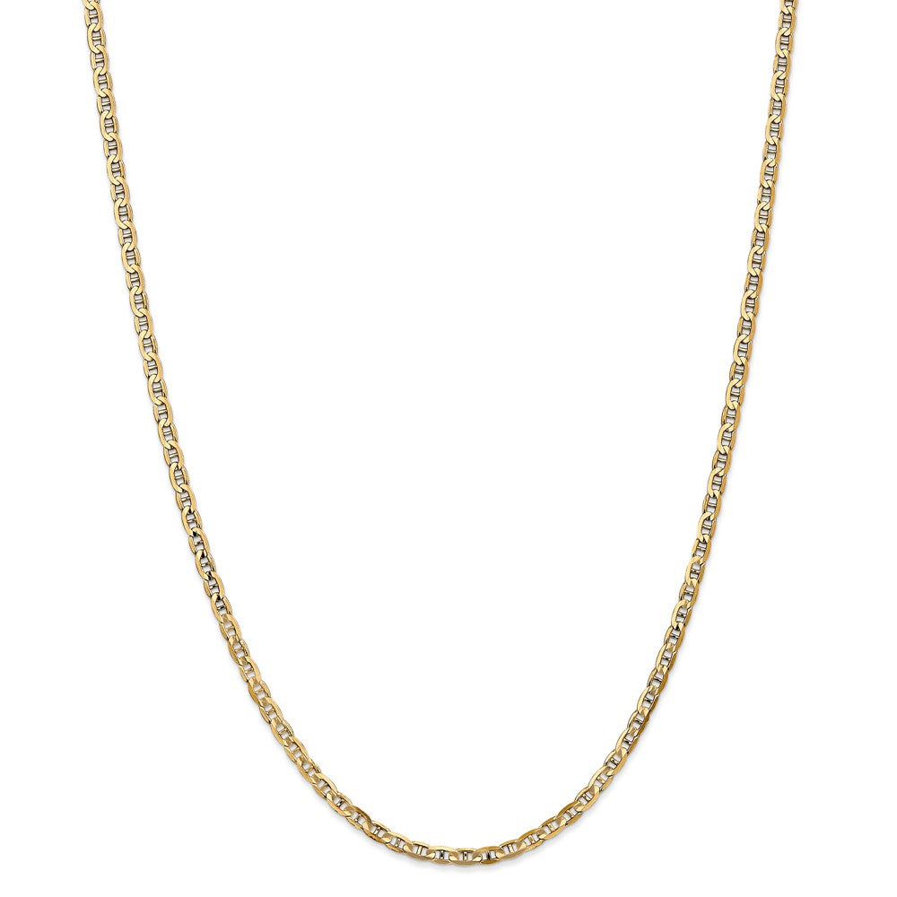 Alternate view of the 3mm, 14k Yellow Gold, Solid Concave Anchor Chain Necklace by The Black Bow Jewelry Co.
