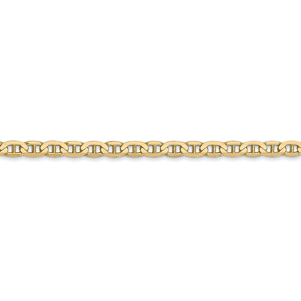 Alternate view of the 3mm, 14k Yellow Gold, Solid Concave Anchor Chain Necklace by The Black Bow Jewelry Co.