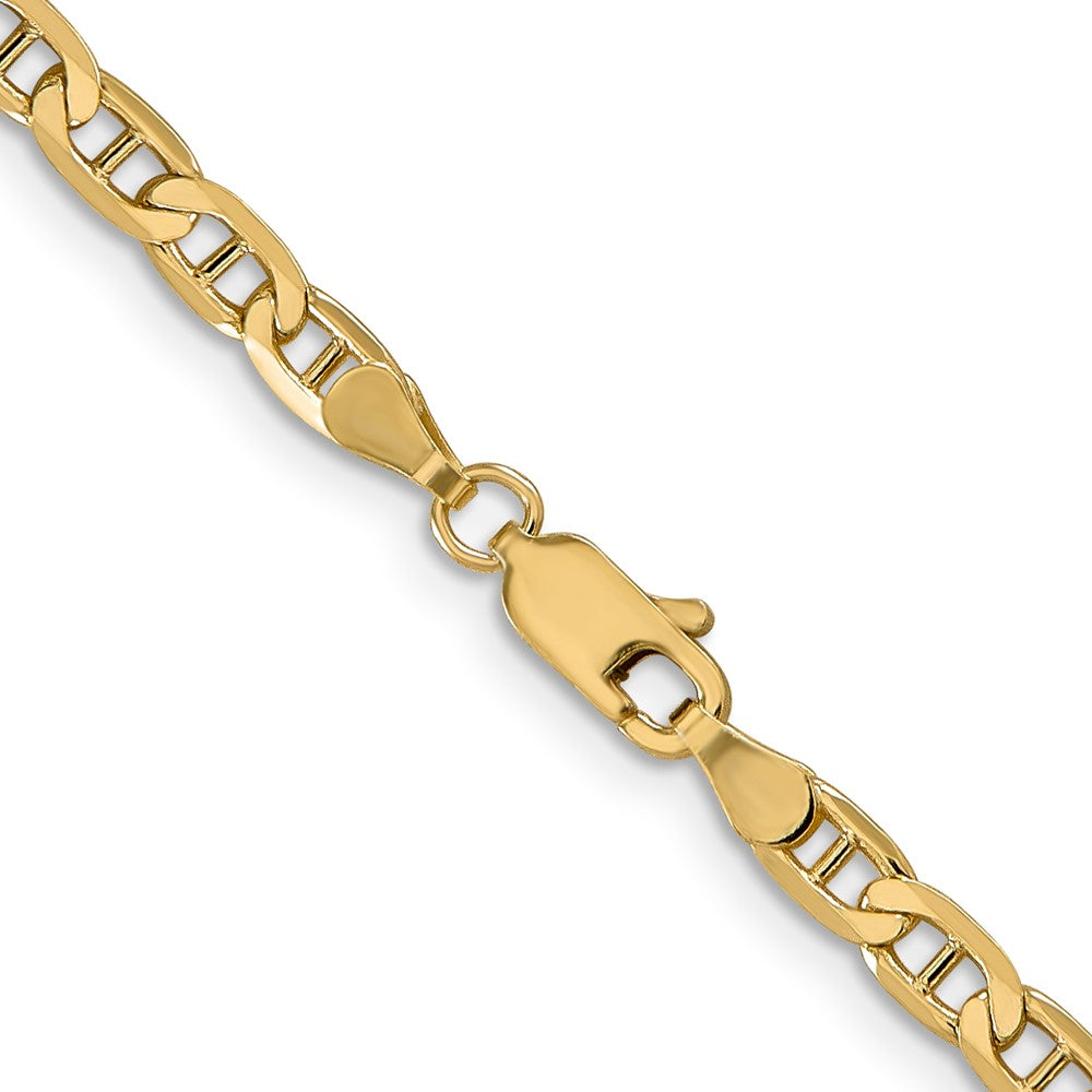 Alternate view of the 3.75mm, 14k Yellow Gold, Solid Concave Anchor Chain Necklace by The Black Bow Jewelry Co.