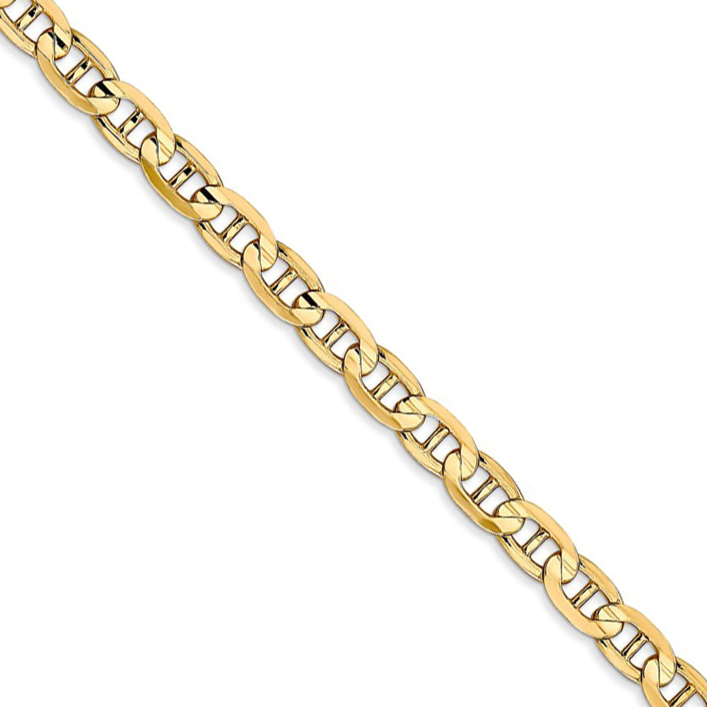 4.5mm, 14k Yellow Gold, Solid Concave Anchor Chain Necklace, Item C8259 by The Black Bow Jewelry Co.