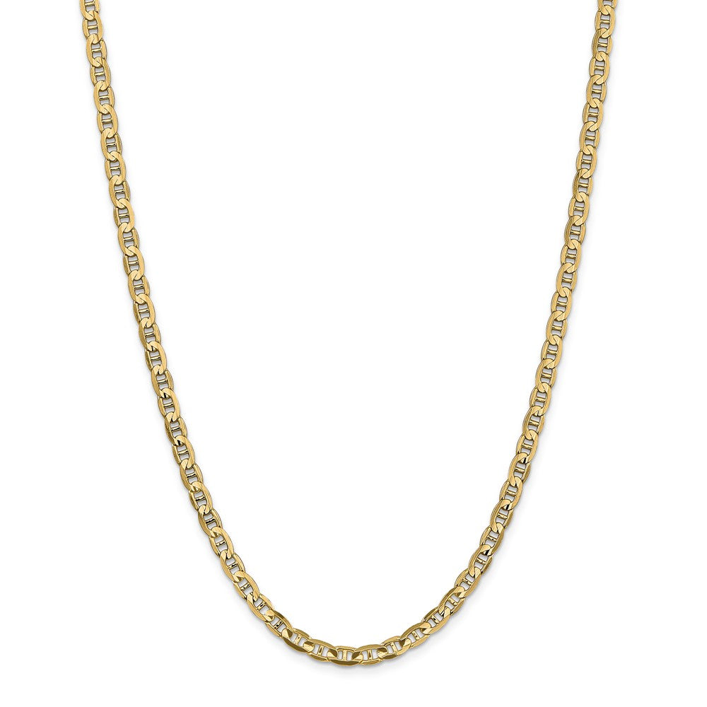 Alternate view of the 4.5mm, 14k Yellow Gold, Solid Concave Anchor Chain Necklace by The Black Bow Jewelry Co.