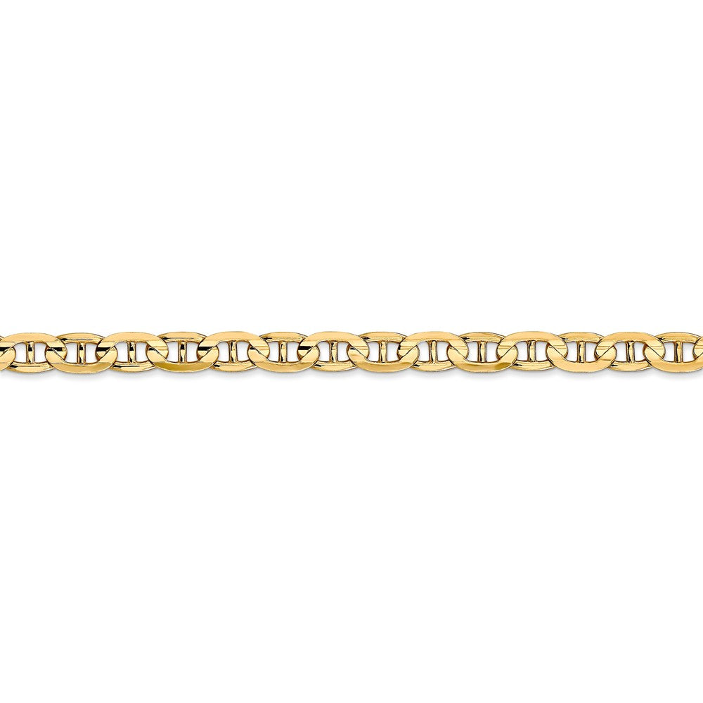 Alternate view of the 4.5mm, 14k Yellow Gold, Solid Concave Anchor Chain Necklace by The Black Bow Jewelry Co.