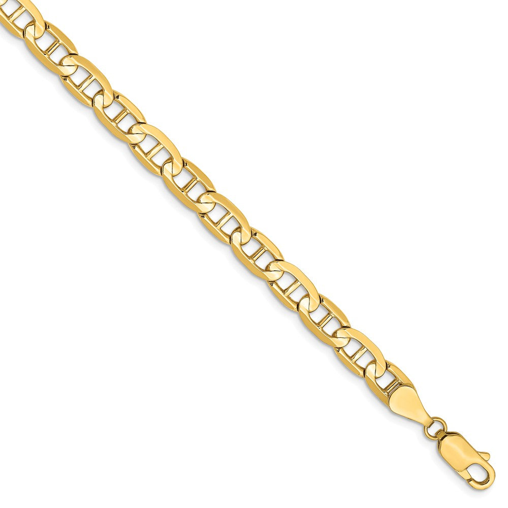 5.25mm, 14k Yellow Gold, Concave Anchor Chain Anklet or Bracelet, Item C8260-B by The Black Bow Jewelry Co.
