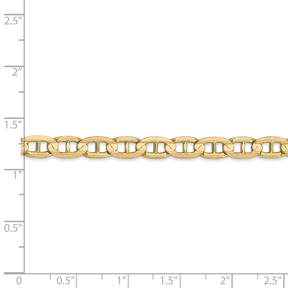 Alternate view of the 5.25mm, 14k Yellow Gold, Concave Anchor Chain Anklet or Bracelet by The Black Bow Jewelry Co.