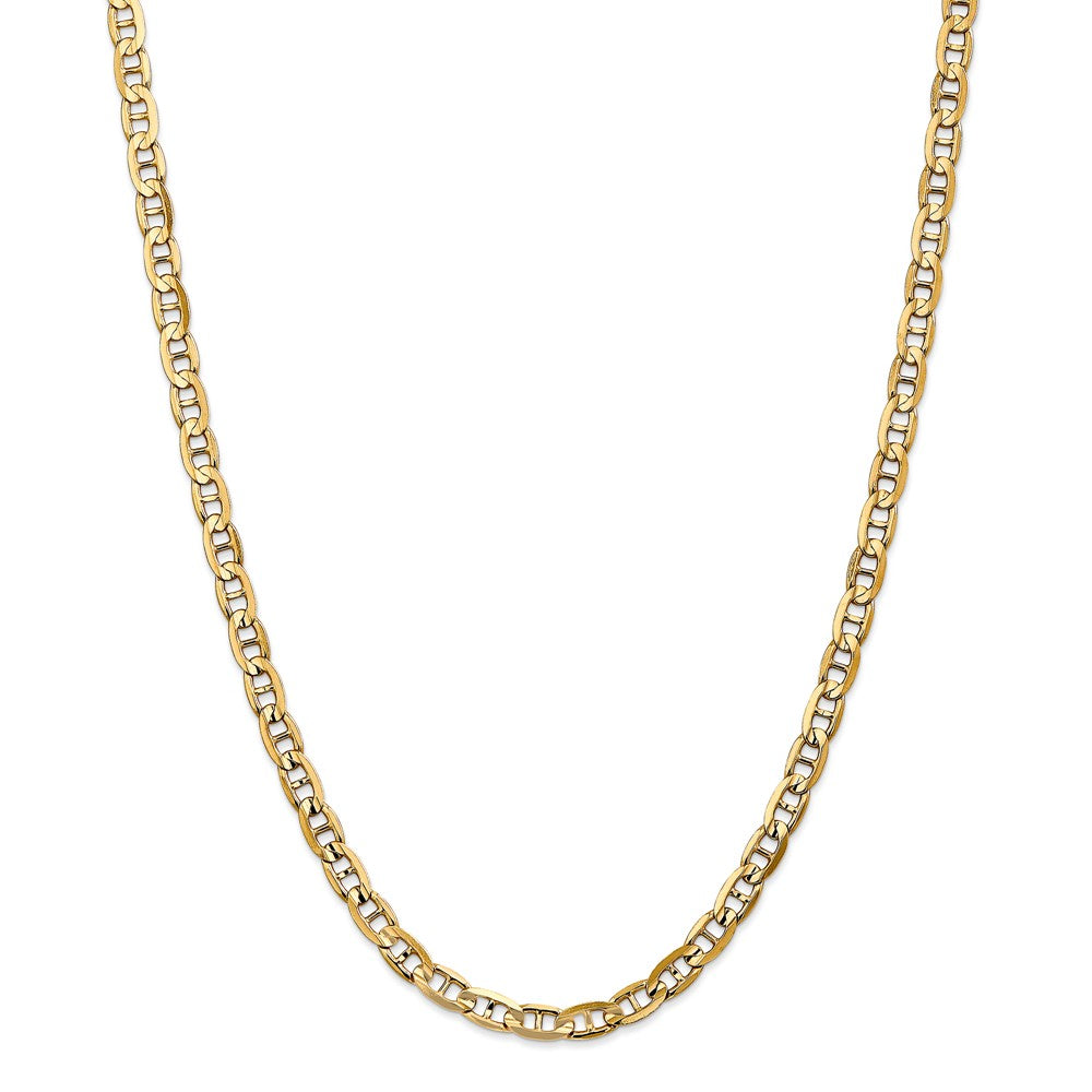 Alternate view of the 5.25mm, 14k Yellow Gold, Concave Anchor Chain Necklace by The Black Bow Jewelry Co.