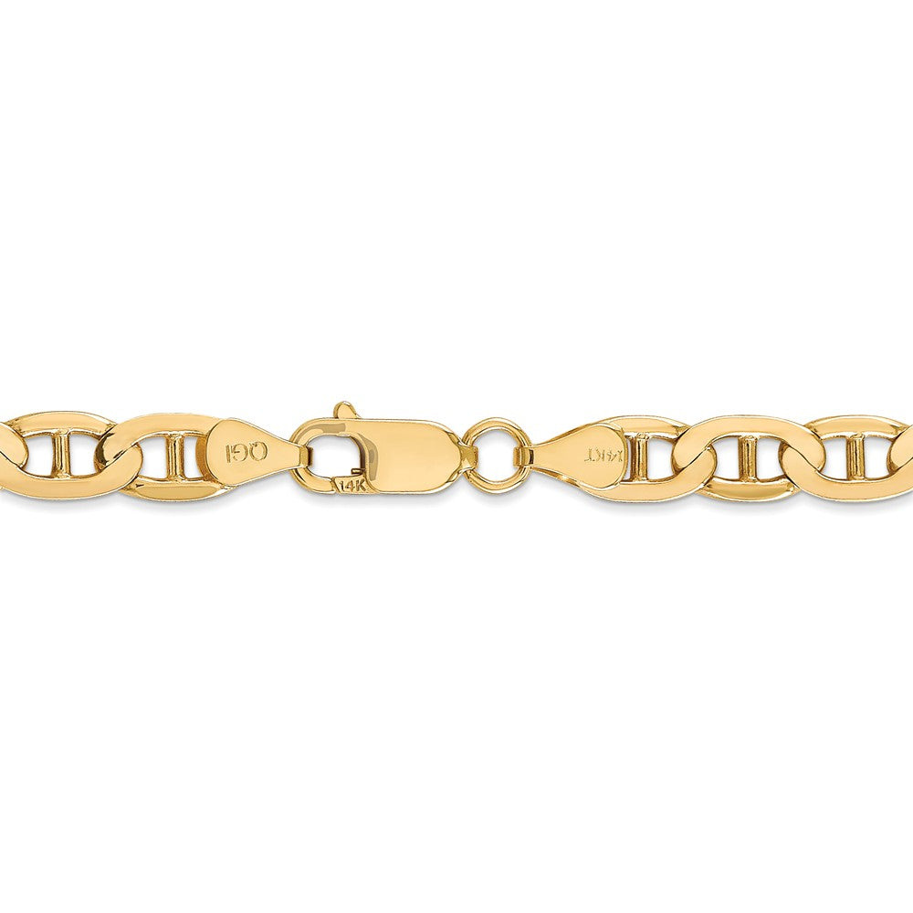 Alternate view of the Men&#39;s 6.25mm, 14k Yellow Gold, Concave Anchor Chain Bracelet by The Black Bow Jewelry Co.