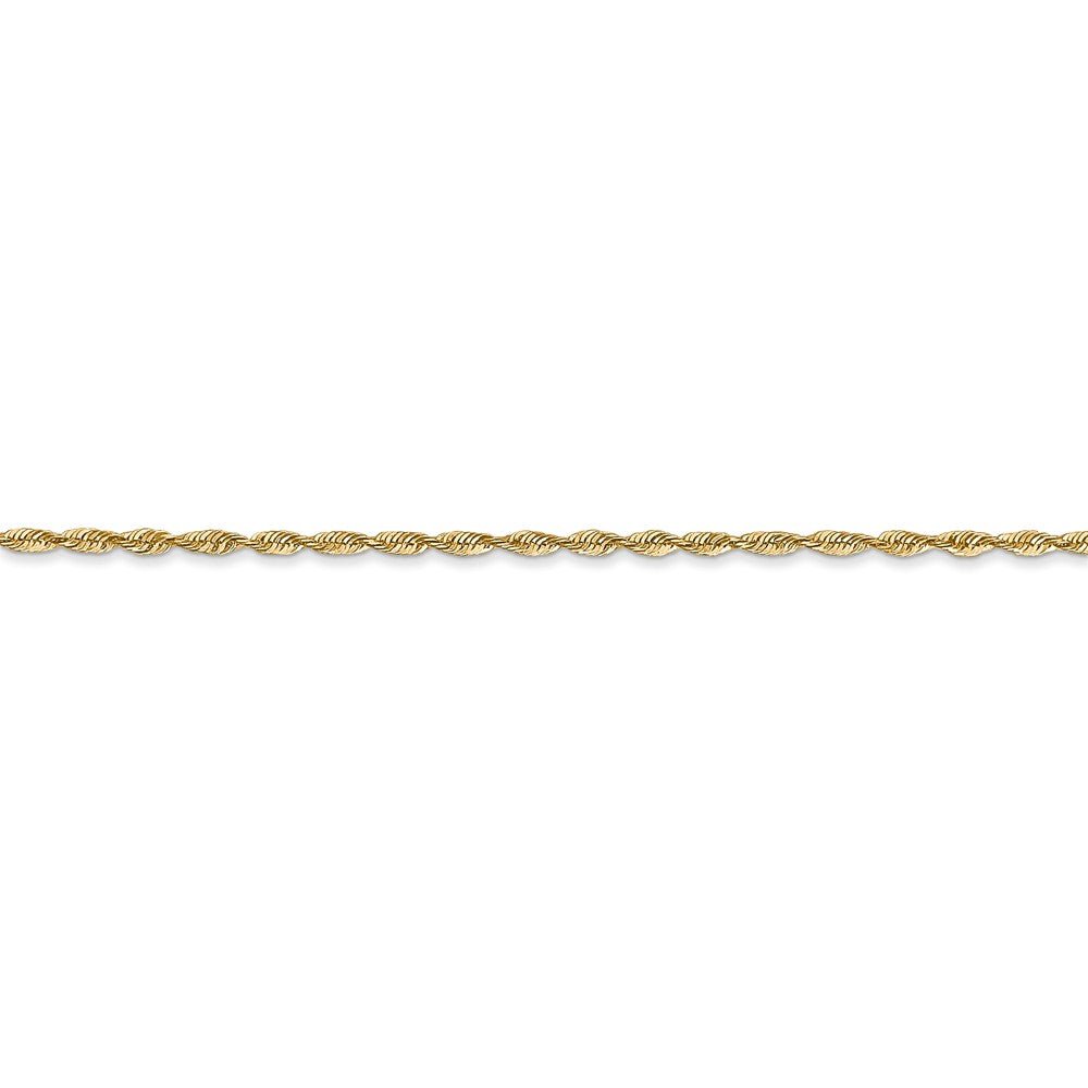 Alternate view of the 1.5mm, 14k Yellow Gold Light Diamond Cut Rope Chain Bracelet by The Black Bow Jewelry Co.