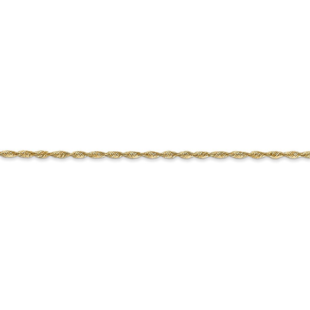 Alternate view of the 1.5mm, 14k Yellow Gold Light Diamond Cut Rope Chain Anklet by The Black Bow Jewelry Co.