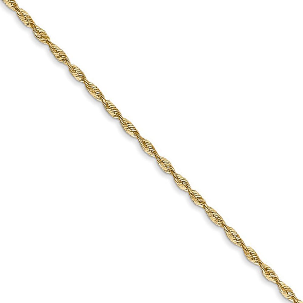 1.5mm, 14k Yellow Gold Light Diamond Cut Rope Chain Necklace