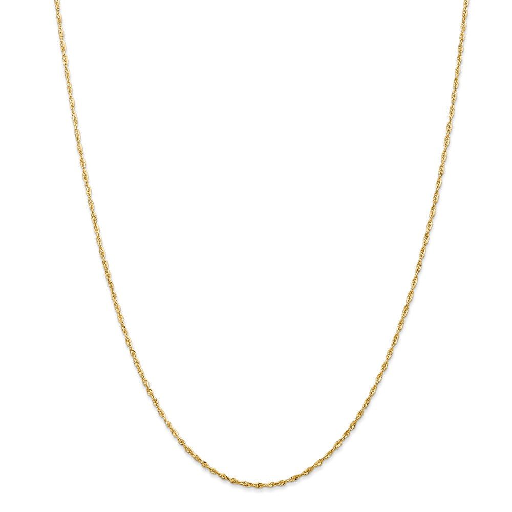 Alternate view of the 1.5mm, 14k Yellow Gold Light Diamond Cut Rope Chain Necklace by The Black Bow Jewelry Co.