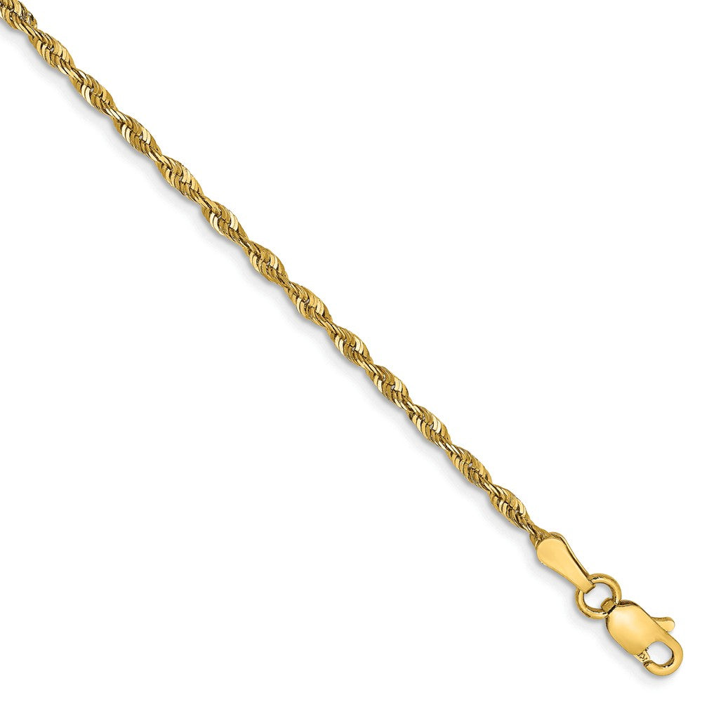 2mm, 14k Yellow Gold Light Diamond Cut Rope Chain Anklet or Bracelet, Item C8272-B by The Black Bow Jewelry Co.