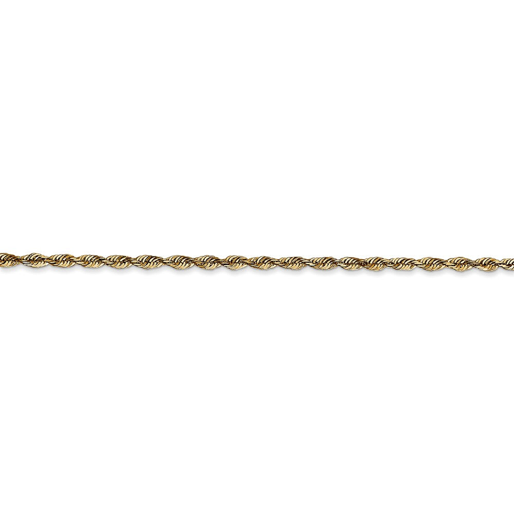 Alternate view of the 2mm, 14k Yellow Gold Light Diamond Cut Rope Chain Anklet or Bracelet by The Black Bow Jewelry Co.