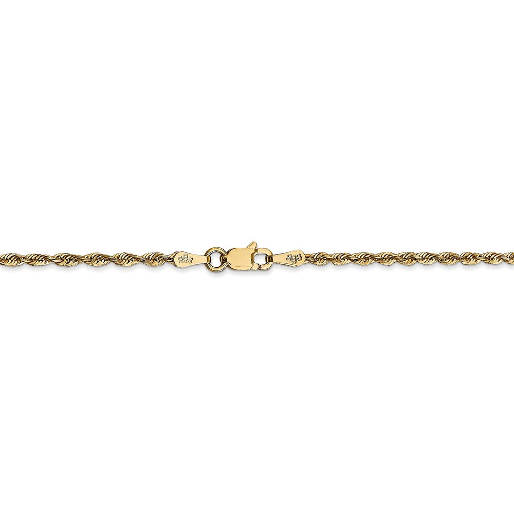 Alternate view of the 2mm, 14k Yellow Gold Light Diamond Cut Rope Chain Anklet or Bracelet by The Black Bow Jewelry Co.