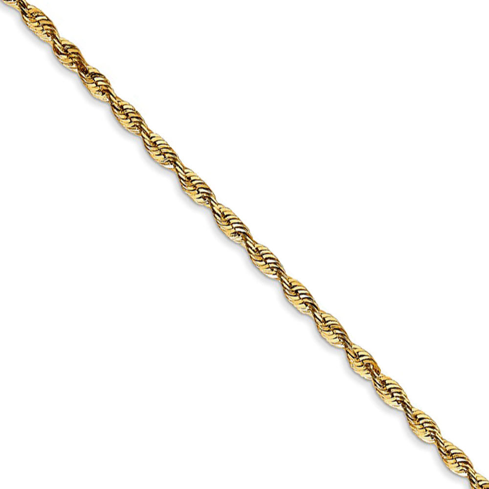 2.25mm, 14k Yellow Gold Light Diamond Cut Rope Chain Necklace