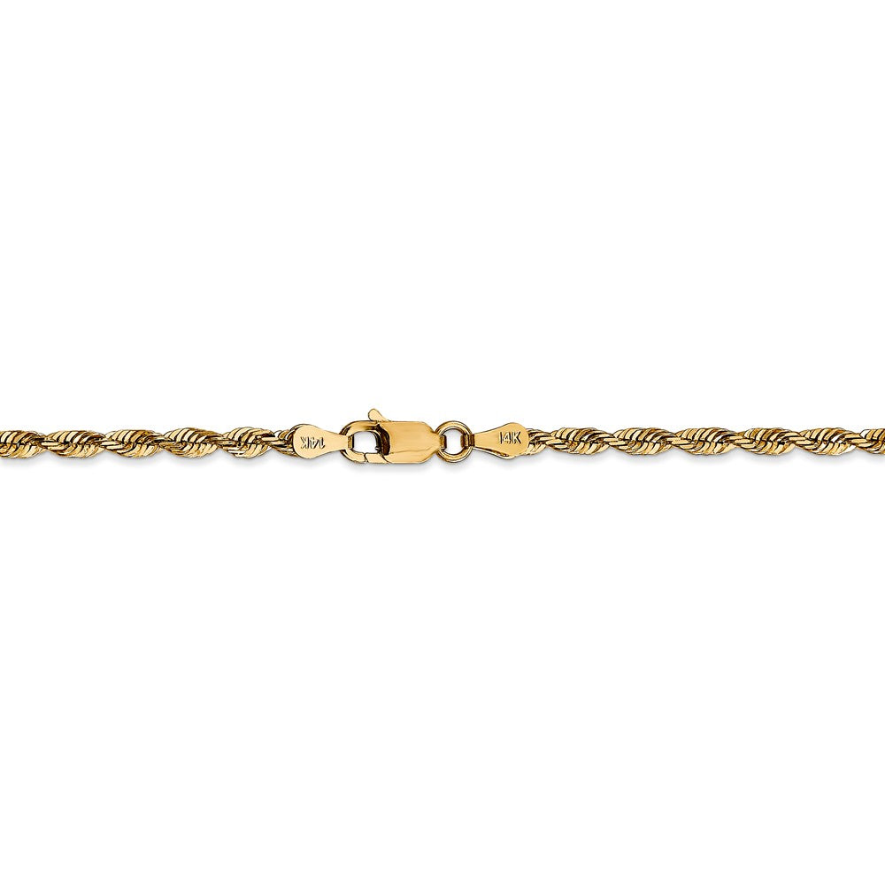 Alternate view of the 2.75mm, 14k Yellow Gold Light Diamond Cut Rope Chain Bracelet by The Black Bow Jewelry Co.