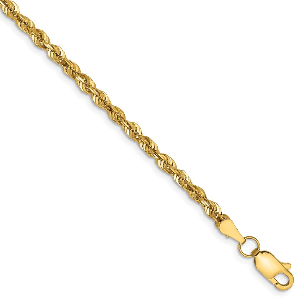 2.75mm, 14k Yellow Gold Light Diamond Cut Rope Chain Anklet, Item C8275-A by The Black Bow Jewelry Co.