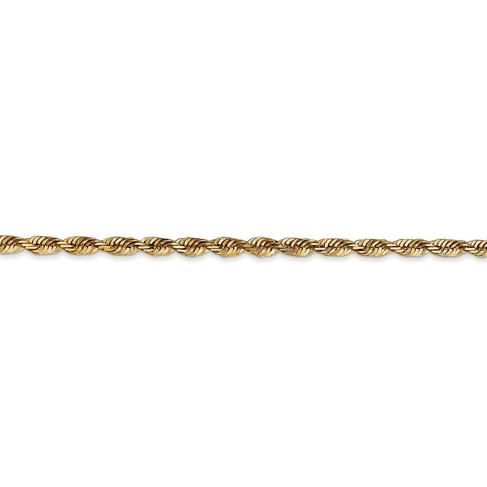 Alternate view of the 2.75mm, 14k Yellow Gold Light Diamond Cut Rope Chain Anklet by The Black Bow Jewelry Co.