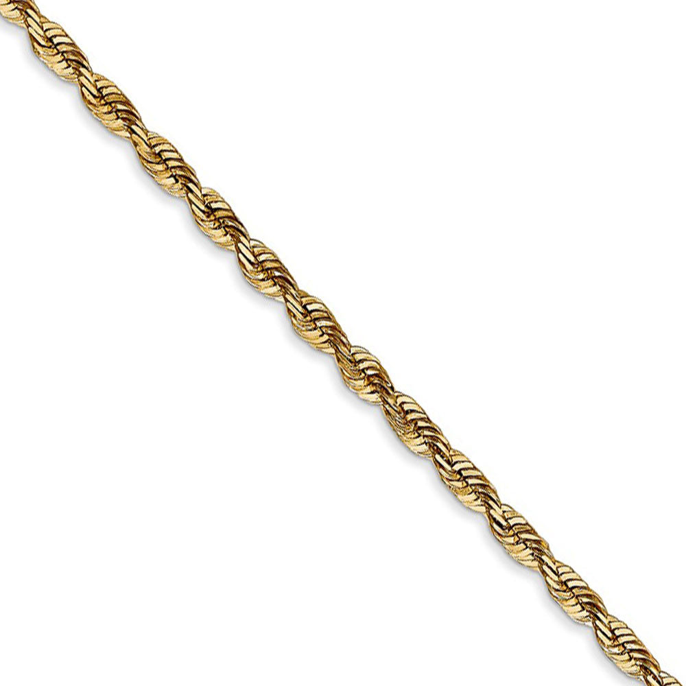 2.75mm, 14k Yellow Gold Light Diamond Cut Rope Chain Necklace