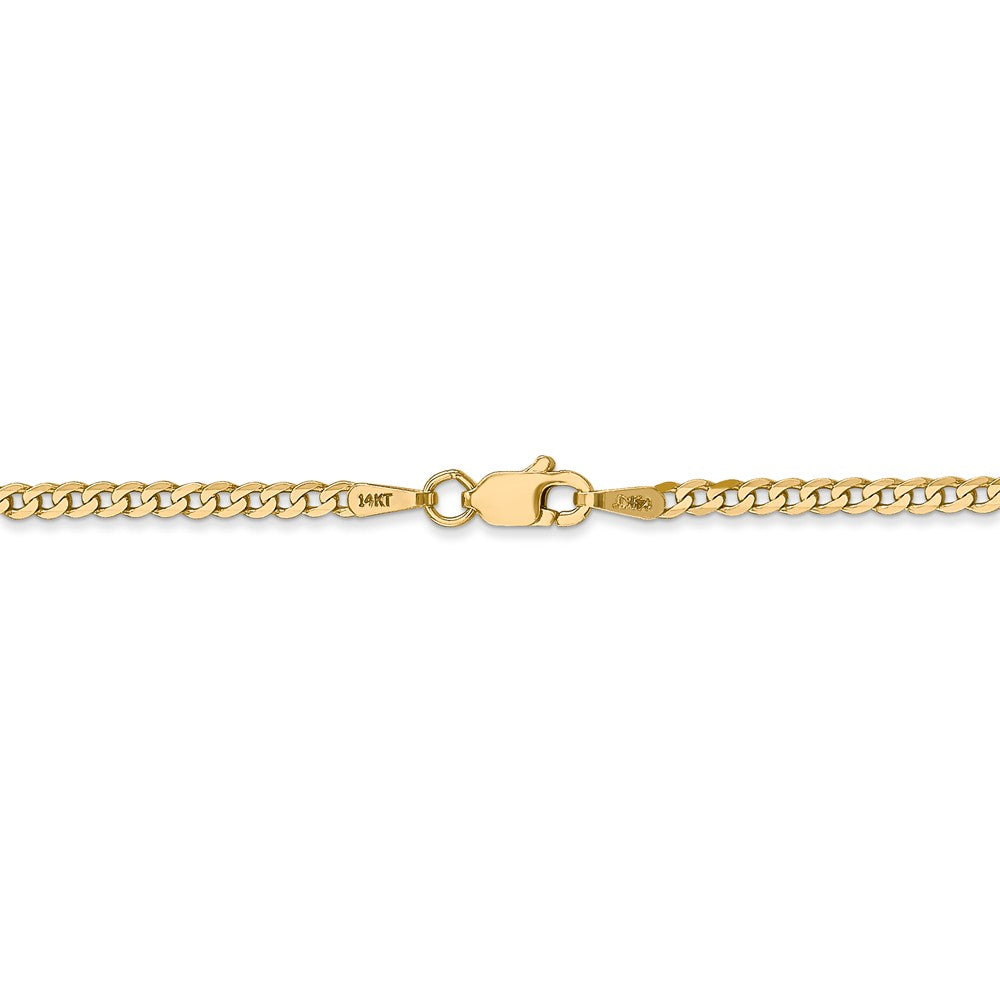 Alternate view of the 2.2mm, 14k Yellow Gold, Solid Beveled Curb Chain Necklace by The Black Bow Jewelry Co.