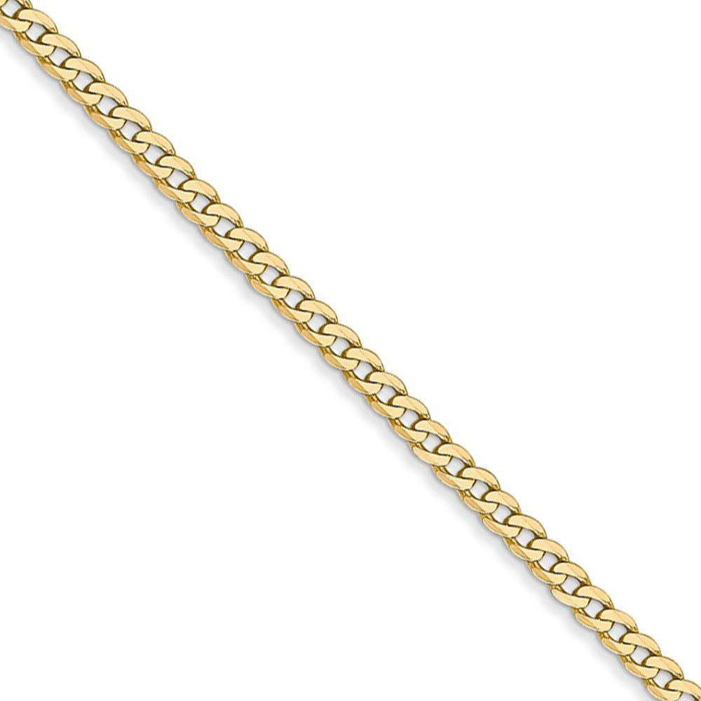 2.2mm, 14k Yellow Gold, Solid Beveled Curb Chain Necklace