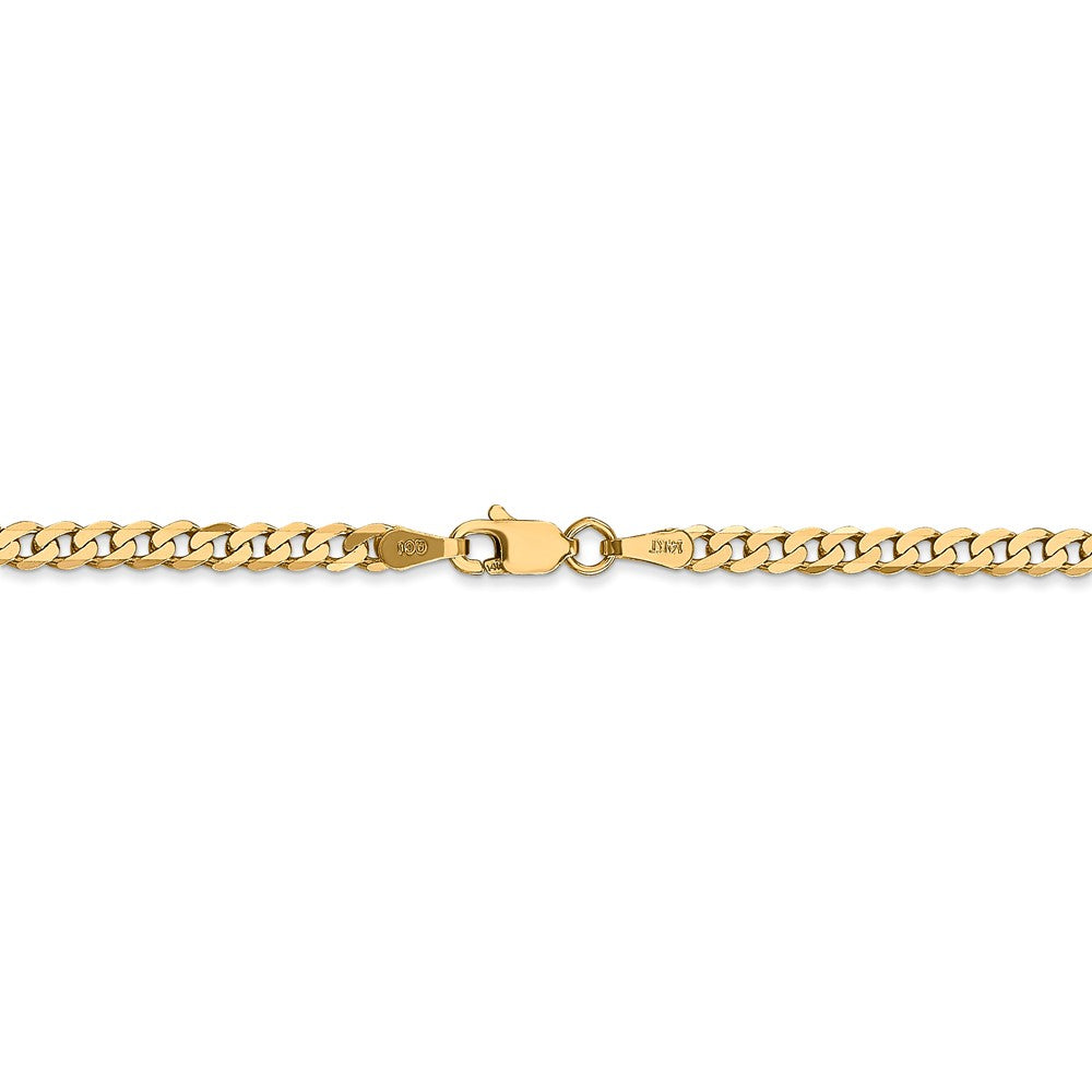 Alternate view of the 2.9mm 14k Yellow Gold Solid Beveled Curb Chain Bracelet by The Black Bow Jewelry Co.