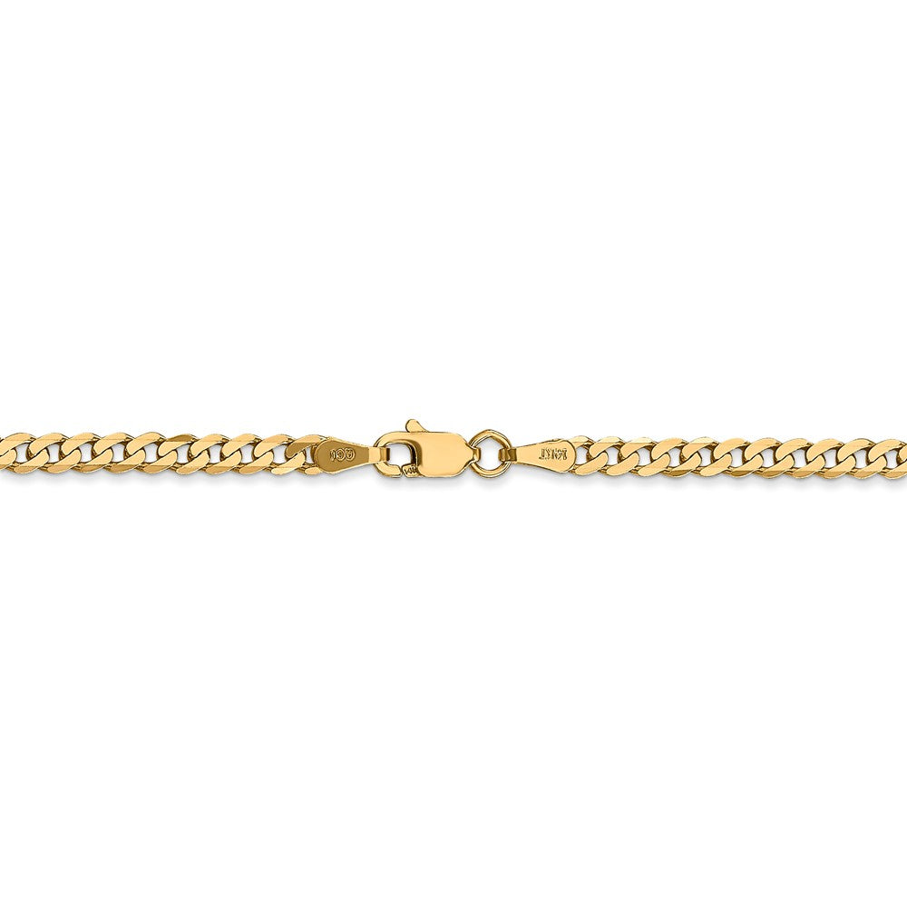 Alternate view of the 2.9mm 14k Yellow Gold Solid Beveled Curb Chain Necklace by The Black Bow Jewelry Co.