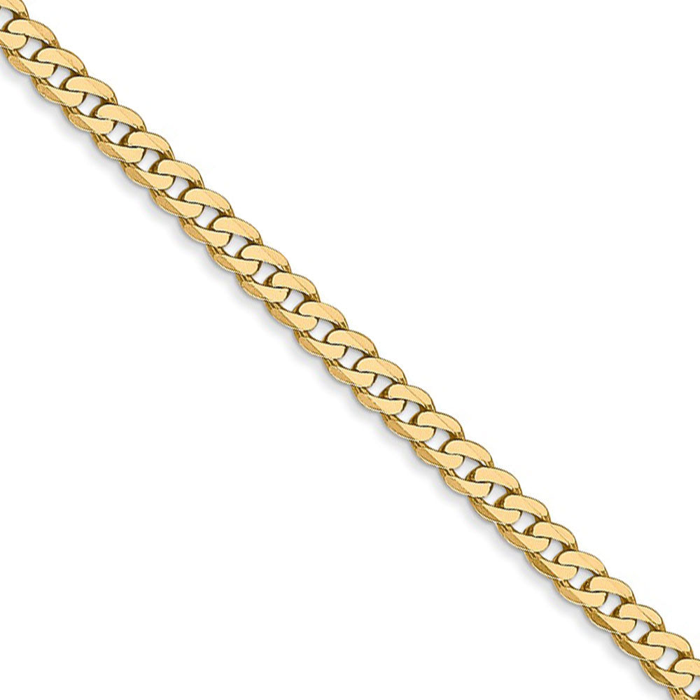 2.9mm 14k Yellow Gold Solid Beveled Curb Chain Necklace