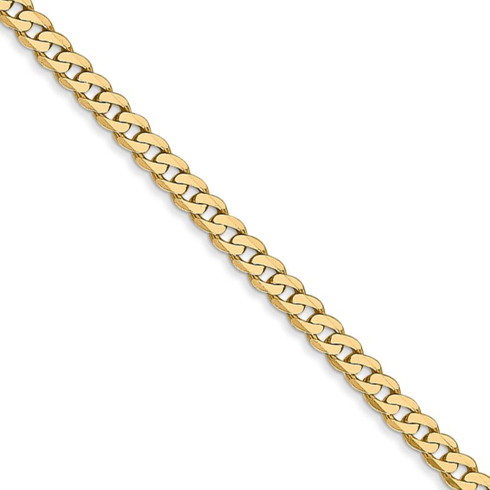 2.9mm 14k Yellow Gold Solid Beveled Curb Chain Necklace