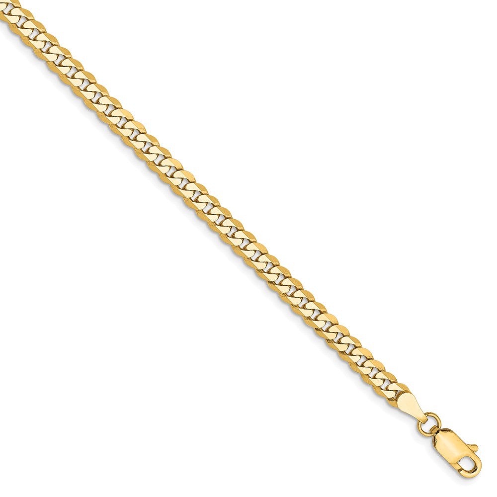 3.2mm, 14k Yellow Gold, Solid Beveled Curb Chain Anklet or Bracelet, Item C8281-B by The Black Bow Jewelry Co.