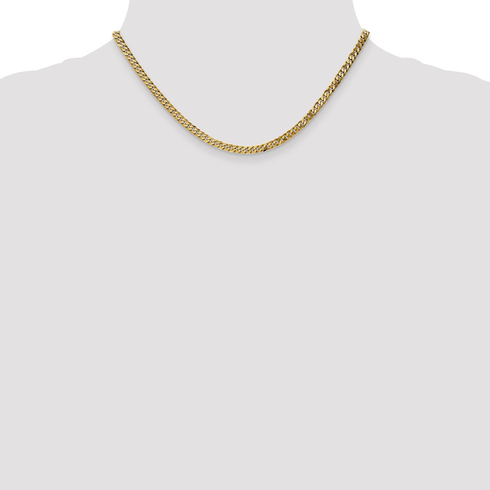 Alternate view of the 3.2mm, 14k Yellow Gold, Solid Beveled Curb Chain Necklace, 16 Inch by The Black Bow Jewelry Co.