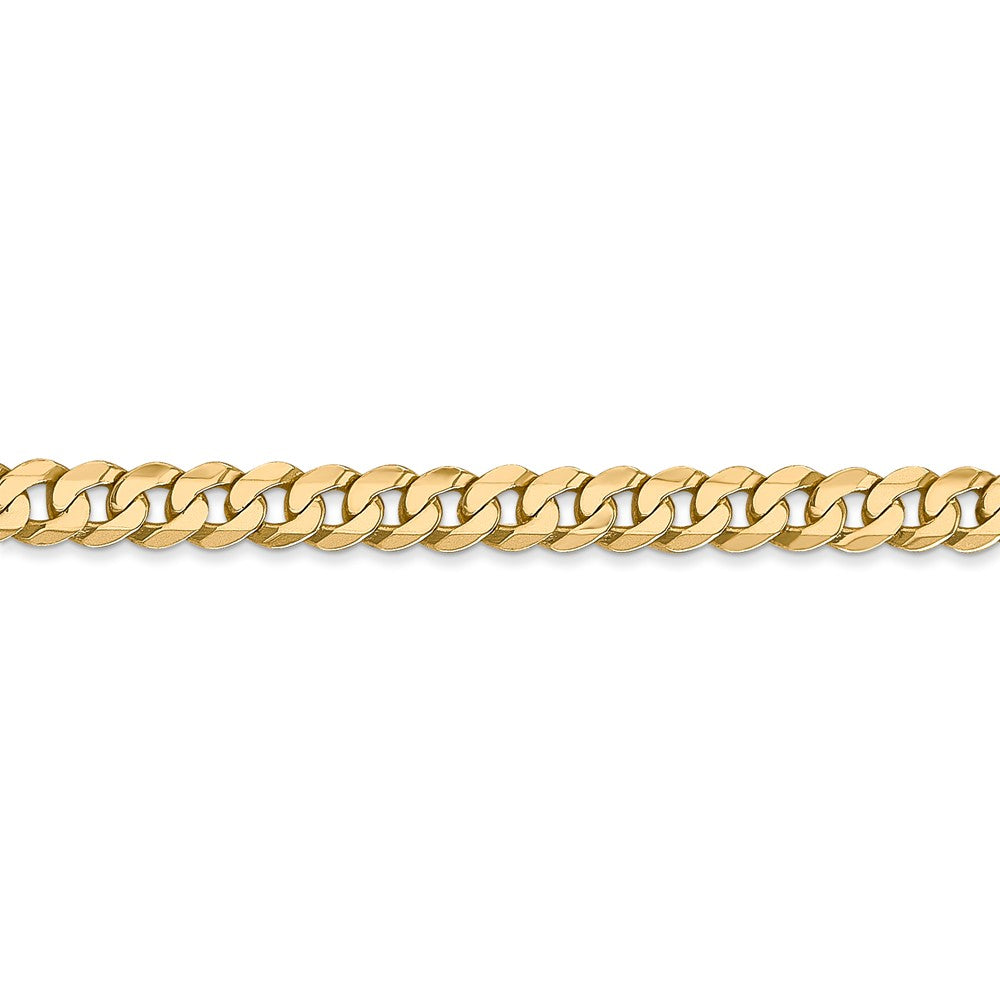 Alternate view of the 4.75mm, 14k Yellow Gold, Solid Beveled Curb Chain Bracelet by The Black Bow Jewelry Co.