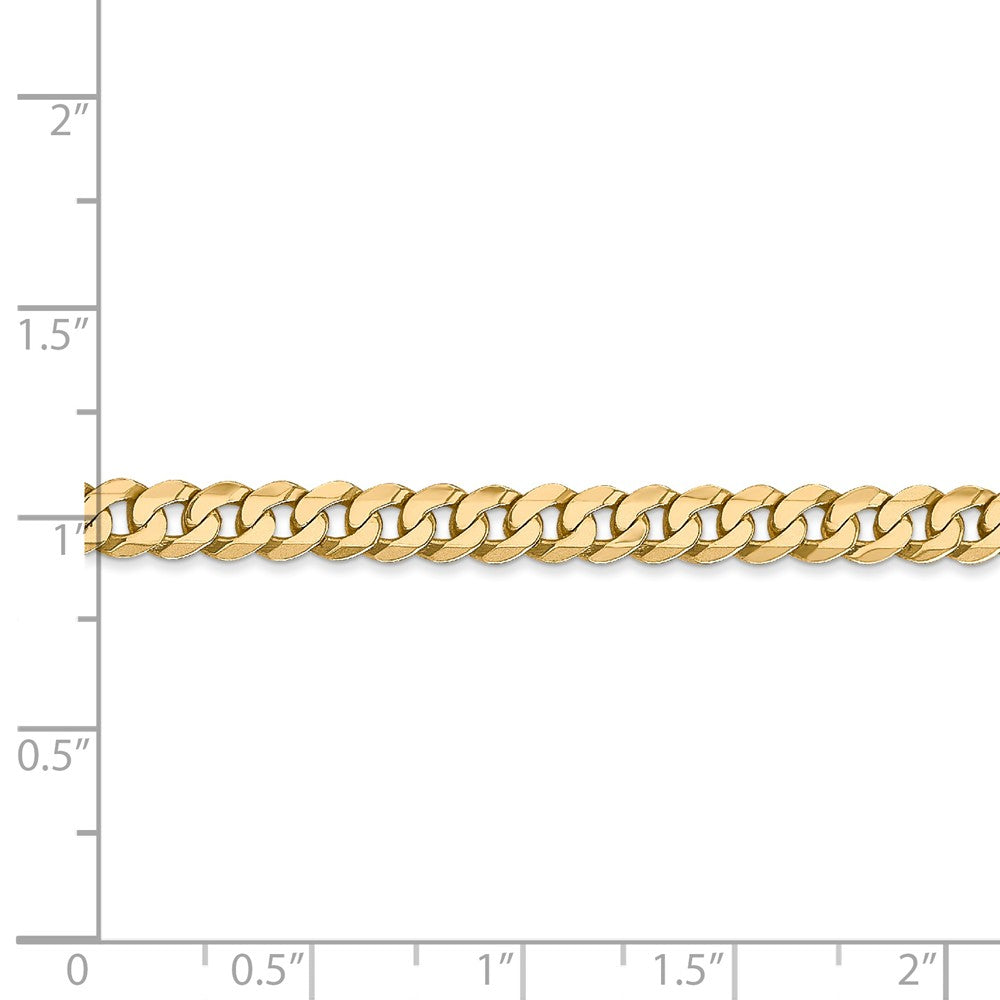 Alternate view of the 4.75mm, 14k Yellow Gold, Solid Beveled Curb Chain Bracelet by The Black Bow Jewelry Co.