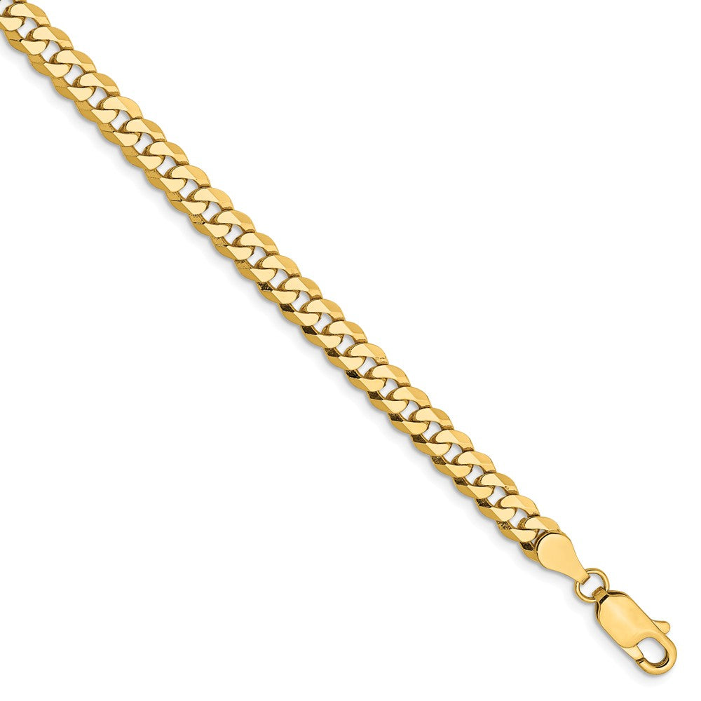 4.75mm, 14k Yellow Gold, Solid Beveled Curb Chain Bracelet
