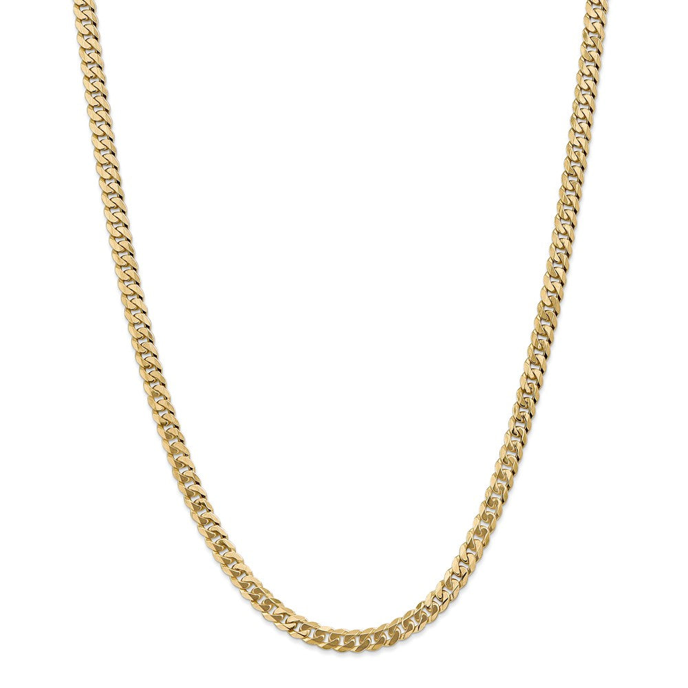 Alternate view of the Mens 5.75mm 14k Yellow Gold Solid Beveled Curb Chain Necklace by The Black Bow Jewelry Co.