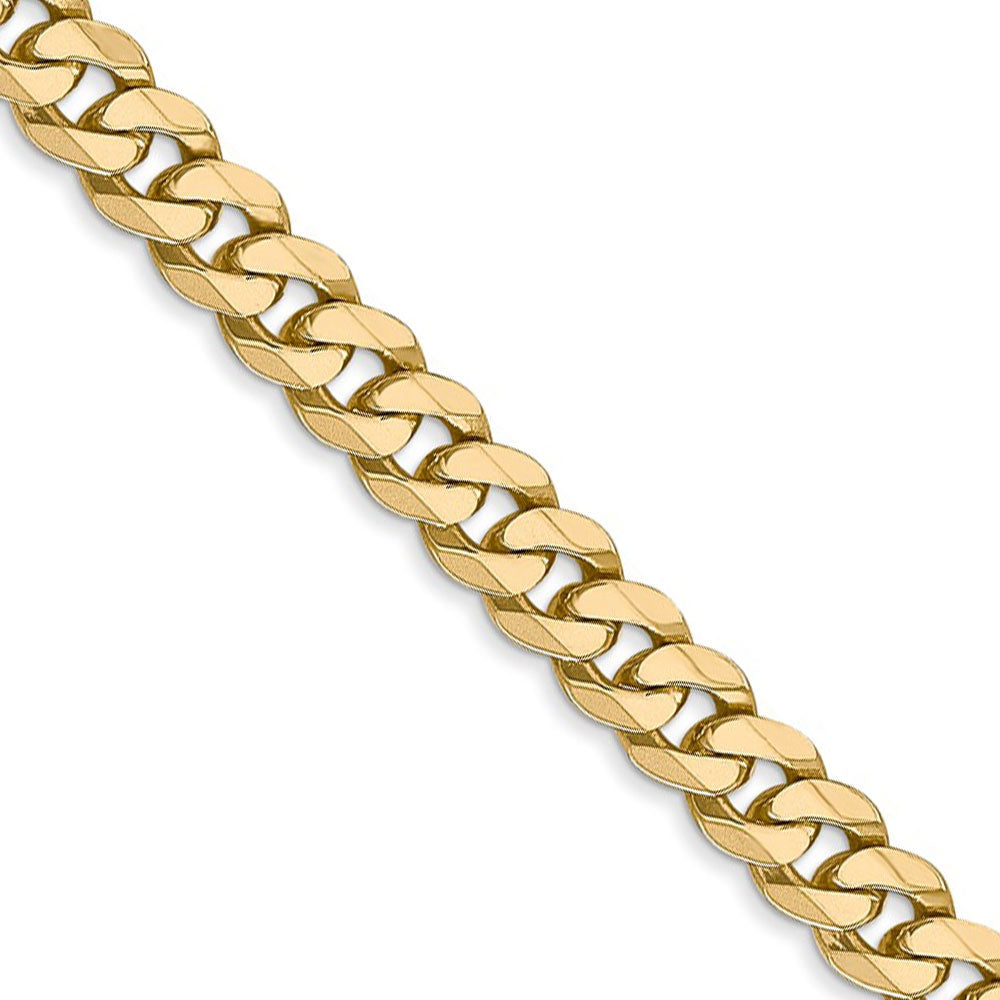 Mens 5.75mm 14k Yellow Gold Solid Beveled Curb Chain Necklace