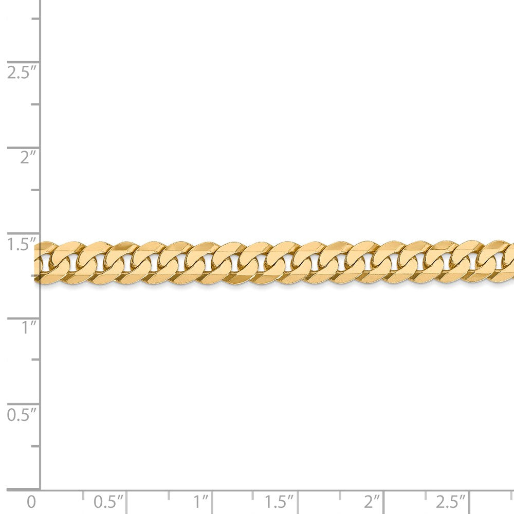 Alternate view of the Men&#39;s 6.25mm 14K Yellow Gold Solid Flat Beveled Curb Chain Bracelet by The Black Bow Jewelry Co.